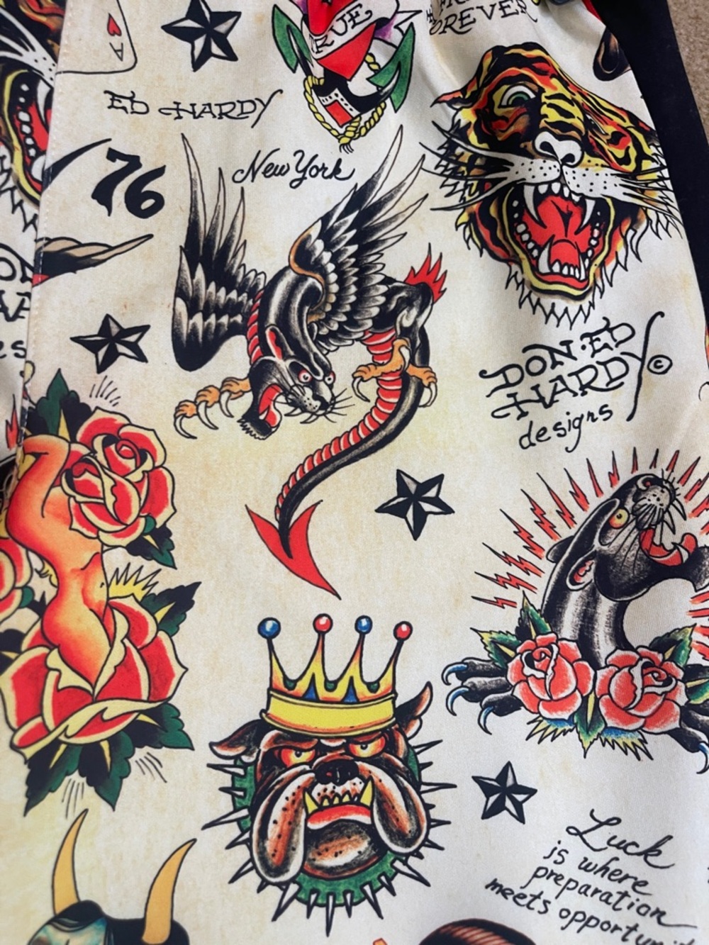 ED HARDY Y2K style women’s track pants large NWT yellow with red black - Picture 7 of 10